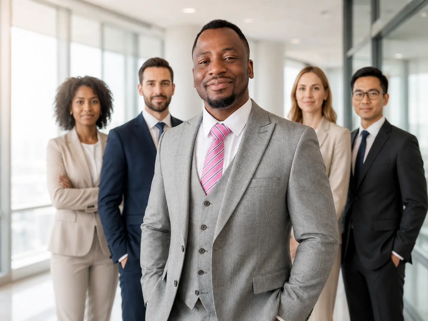 Gabriel Topman with a corporate team